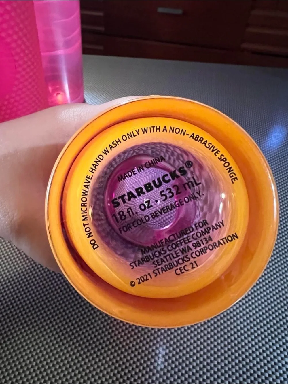 Starbucks Pink and Orange Ombre Reusable Tumbler with Straw